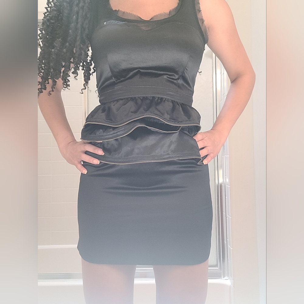Black Peplum Short Dress